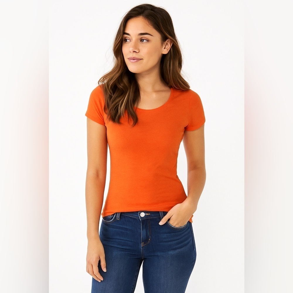Faded Glory Orange Short Sleeve T-Shirt XS